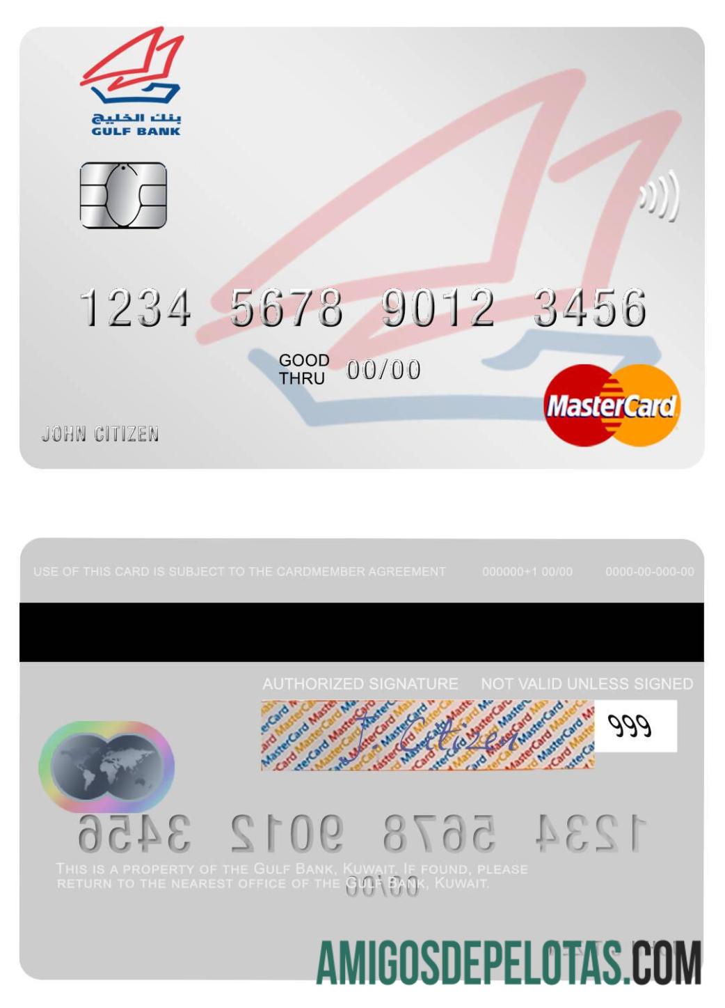 Kuwait Gulf Bank Mastercard template